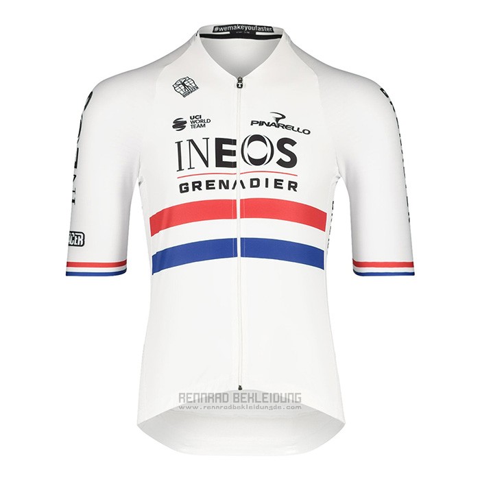 2022 Fahrradbekleidung British Champion Ineos Blau Wei Trikot Kurzarm und Tragerhose - zum Schließen ins Bild klicken